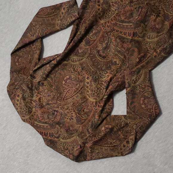 Vintage Hand Made Earthy Paisley Button Up Winter Long Sleeved Midi Sheath Dress - Picture 4 of 11